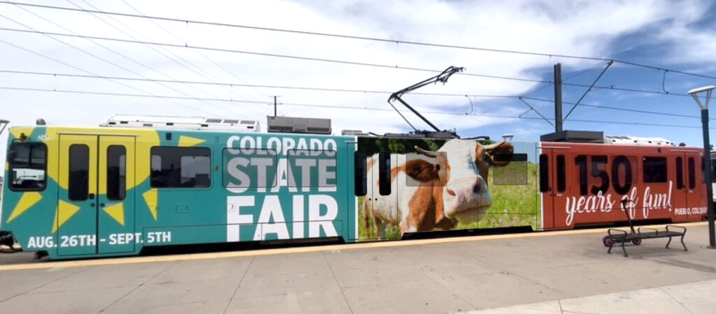 Colorado State Fair 150 Years of Fun train wrap ad